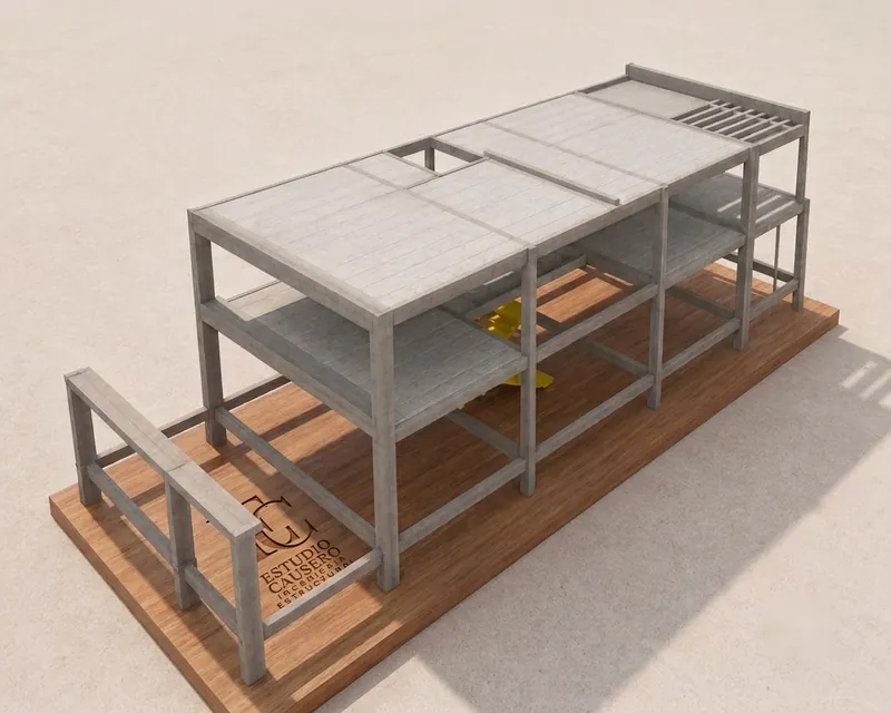 Modelo estructural de una estructura de hormigón armado de dos niveles